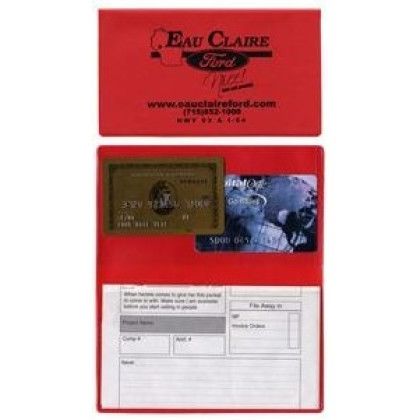 Custom Card Case with 2 Clear Pockets With Imprint 5.25" W x 3" H - Red
