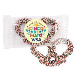 Custom Milk Chocolate 3 Ring Pretzels - Red, White & Green