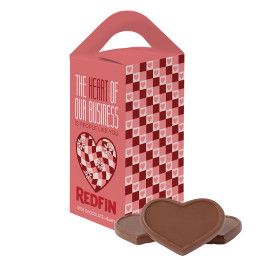 Custom Tote box with 1 oz Milk Chocolate Hearts Custom Tote box with 1 oz Milk Chocolate Hearts