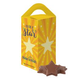 Custom Tote Box with .75 oz Milk Chocolate Stars Custom Tote Box with .75 oz Milk Chocolate Stars
