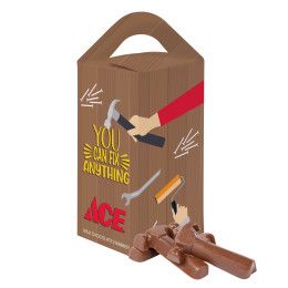 Custom Tote Box with 1 oz Milk Chocolate Hammers Custom Tote Box with 1 oz Milk Chocolate Hammers
