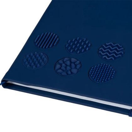 Custom Sensory Touch Notebook - Navy Side View Custom Sensory Touch Notebook - Navy Side View