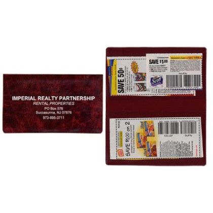 Custom Two Pocket Coupon Case in Executive Vinyl - Wine Red Custom Two Pocket Coupon Case in Executive Vinyl - Wine Red