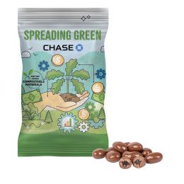 Custom 4 oz. Full Color Compostable Eco-Digibag, Chocolate Raisins Custom 4 oz. Full Color Compostable Eco-Digibag, Chocolate Raisins