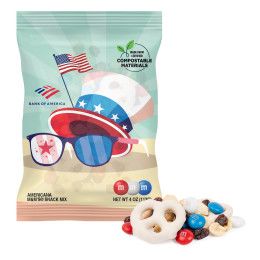 Custom 4 oz. ECO- Digibag, Americana M&M Snack Mix Custom 4 oz. ECO- Digibag, Americana M&M Snack Mix