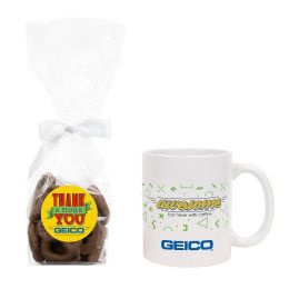 Custom Mug Gift Set with Milk Chocolate Mini Pretzels