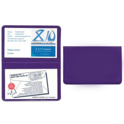 Custom Card Case with 2 Clear pockets - Purple 