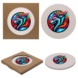 Custom Single Round Stone Coaster - Full Color