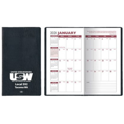 Custom Executive Vinyl Cover with Pre-Printed Flag - Monthly Planner (1 Color Insert) Custom Executive Vinyl Cover with Pre-Printed Flag - Monthly Planner (1 Color Insert)