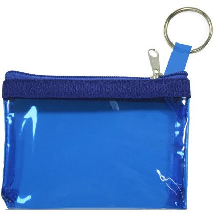 Custom The Rainbow Translucent/ Crystal Clear Zip Pouches with Key Ring - Translucent Blue