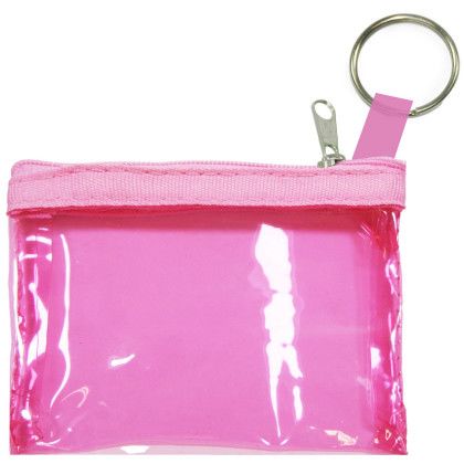 Custom The Rainbow Translucent/ Crystal Clear Zip Pouches with Key Ring - Translucent Pink