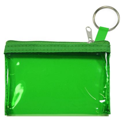 Custom The Rainbow Translucent/ Crystal Clear Zip Pouches with Key Ring - Translucent Green