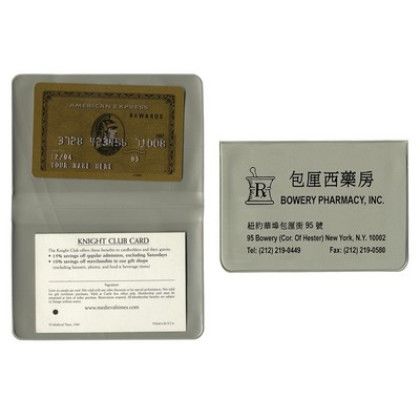 Custom Fold Over Card Case with 2 clear pockets - Gray Custom Fold Over Card Case with 2 clear pockets - Gray