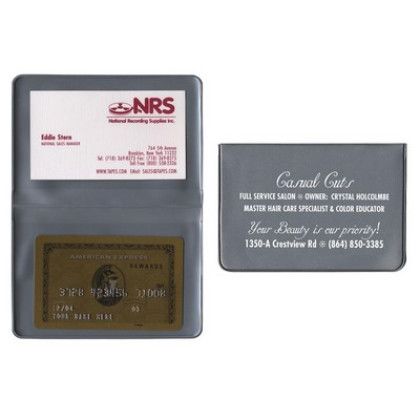 Custom Fold Over Card Case with 2 clear pockets - Silver Custom Fold Over Card Case with 2 clear pockets - Silver
