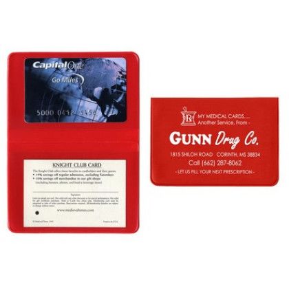 Custom Fold Over Card Case with 2 clear pockets - Red Custom Fold Over Card Case with 2 clear pockets - Red