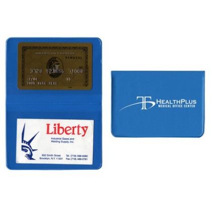 Custom Fold Over Card Case with 2 clear pockets - Medium Blue Custom Fold Over Card Case with 2 clear pockets - Medium Blue