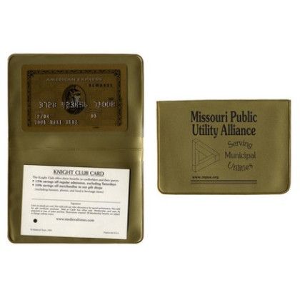 Custom Fold Over Card Case with 2 clear pockets - Gold Custom Fold Over Card Case with 2 clear pockets - Gold