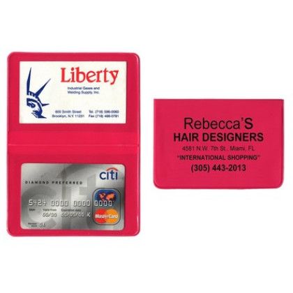 Custom Fold Over Card Case with 2 clear pockets - Pink Custom Fold Over Card Case with 2 clear pockets - Pink