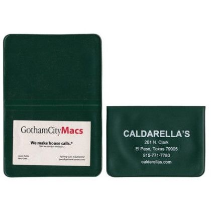 Custom Card Case with 2 clear pockets With Imprint 3.75" W x 2.25" H - Green 