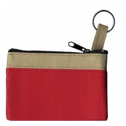 Custom The Safari Classic Zip Pouch with Key Ring - Red/Khaki Beige Custom The Safari Classic Zip Pouch with Key Ring - Red/Khaki Beige