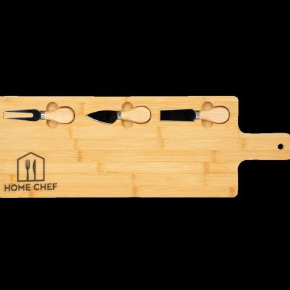 Custom Long Charcuterie Board with Utensils - Natural Custom Long Charcuterie Board with Utensils - Natural