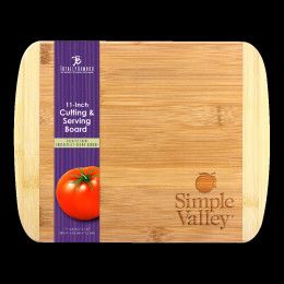 Custom Two-Tone Bamboo Cutting Board 11" x 8 3/4" - Natural Custom Two-Tone Bamboo Cutting Board 11" x 8 3/4" - Natural