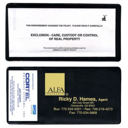 Custom Policy Holder With Extra Pocket (open on short side) - Black Custom Policy Holder With Extra Pocket (open on short side) - Black