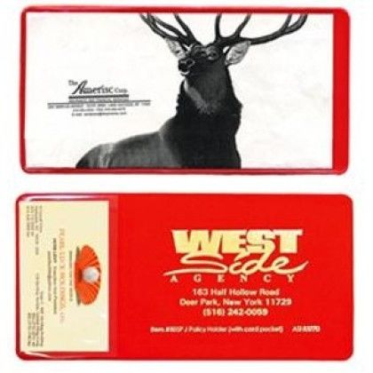Custom Policy Holder With Extra Pocket (open on short side) - Red Custom Policy Holder With Extra Pocket (open on short side) - Red