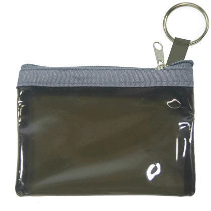 Custom The Rainbow Translucent/ Crystal Clear Zip Pouches with Key Ring - Translucent Gray