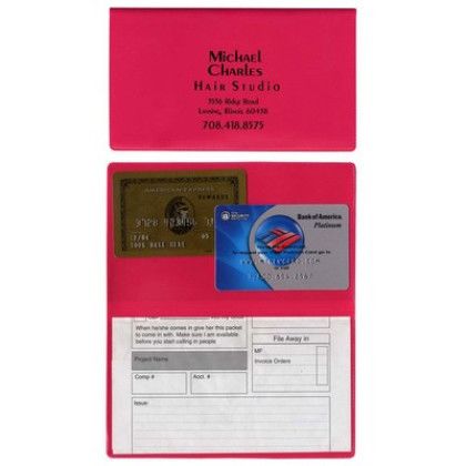 Custom Card Case with 2 Clear Pockets With Imprint 5.25" W x 3" H - Pink