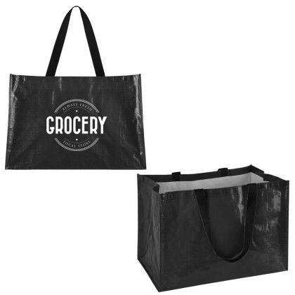 Custom Epic Oversized Laminated Shopping Tote - Black Custom Epic Oversized Laminated Shopping Tote - Black