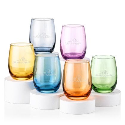 Custom Sedona Stemless Wine Glasses Set of 6 - Deep Etch - Assorted Custom Sedona Stemless Wine Glasses Set of 6 - Deep Etch - Assorted