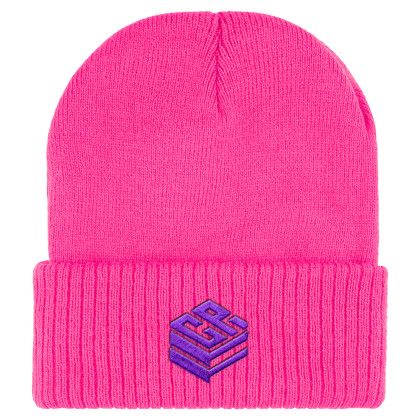 Custom Knit Beanie with Cuff - 1 Piece - Pink Custom Knit Beanie with Cuff - 1 Piece - Pink