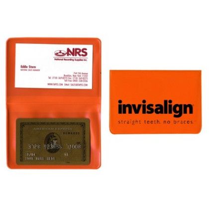 Custom Fold Over Card Case with 2 clear pockets - Orange Custom Fold Over Card Case with 2 clear pockets - Orange