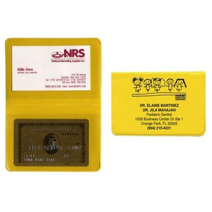 Custom Fold Over Card Case with 2 clear pockets - Yellow Custom Fold Over Card Case with 2 clear pockets - Yellow