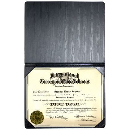 Custom Standard Heat Sealed Diploma Holder (Portrait Style) - Black Open View Custom Standard Heat Sealed Diploma Holder (Portrait Style) - Black Open View