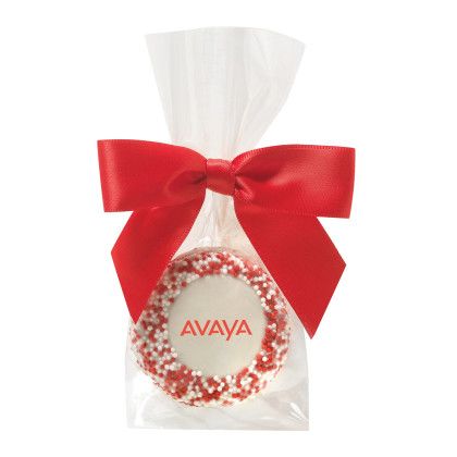 Custom Favor Bag with Chocolate Covered Oreo Pop with Corporate Nonpareil Sprinkles - Multicolor