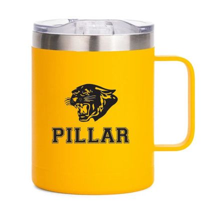 Custom 14 oz. Powder Coated Campfire Mug Copper Lining - Yellow 