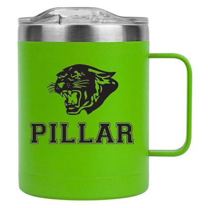 Custom 14 oz. Powder Coated Campfire Mug Copper Lining - Lime Green