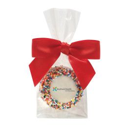 Custom Favor Bag with Chocolate Covered Oreo Pop with Rainbow Nonpareil Sprinkles - Multicolor Custom Favor Bag with Chocolate Covered Oreo Pop with Rainbow Nonpareil Sprinkles - Multicolor