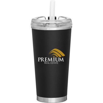 Custom 16.9 oz Brooklyn Matte Black copper-insulated Double-Wall Travel Tumbler - Full Color