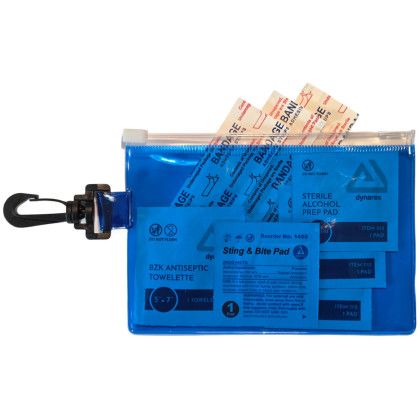 Custom Zip Carabiner First Aid Kit - Blue Custom Zip Carabiner First Aid Kit - Blue