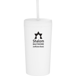 Custom  20 oz Seafare Recycled Plastic Matte Double-Wall Coffee Travel Tumbler with Straw