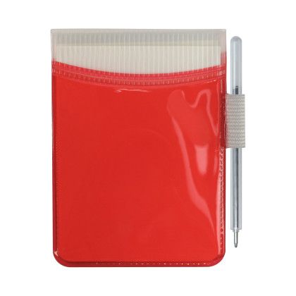 Custom Hard Cover Memo Book with 100-Page Pad & Matching Pen - Translucent Red Custom Hard Cover Memo Book with 100-Page Pad & Matching Pen - Translucent Red