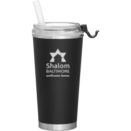 Custom 16.9 oz Brooklyn Matte Black copper-insulated Double-Wall Travel Tumbler - Engraved