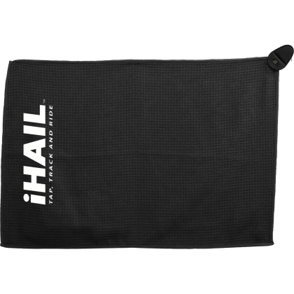 Custom Magnetic Waffle Golf Towel - Black Front View Custom Magnetic Waffle Golf Towel - Black Front View