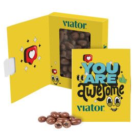 Custom Book Window Box - Milk Chocolate Covered Raisins Custom Book Window Box - Milk Chocolate Covered Raisins