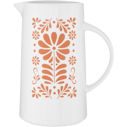 Custom 67 oz Wasser Glossy White Ceramic Pitcher - White