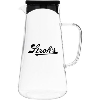 Custom 47.3 oz Brocca Glass Beverage Pitcher - Black Lid Custom 47.3 oz Brocca Glass Beverage Pitcher - Black Lid