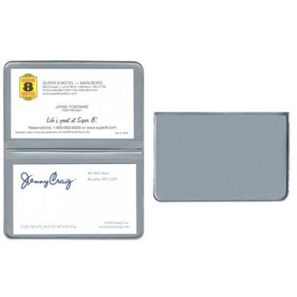 Custom Card Case with 2 Clear pockets - Silver 